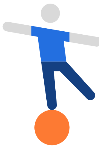 figure balancing on a ball