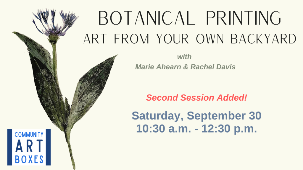 Botanical Printing Workshop on September 30 at 10:30 am