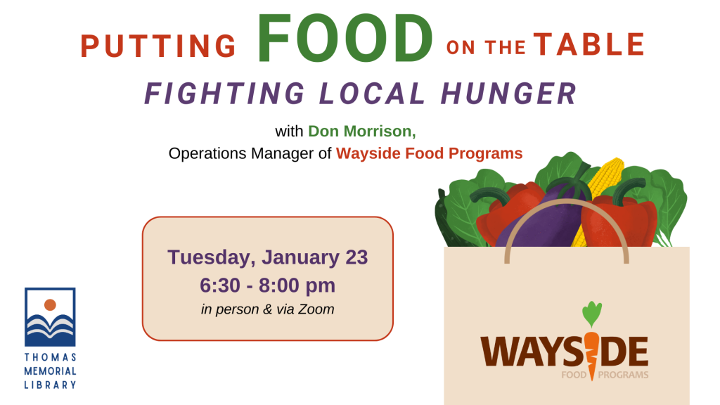 Putting Food on the Table, program on January 23 at 6:30 pm