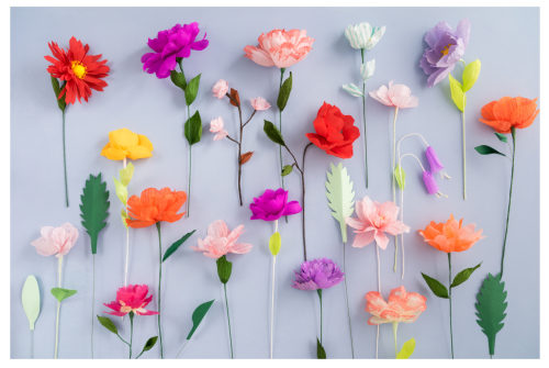 a photo a variety of colorful flowers made out of paper
