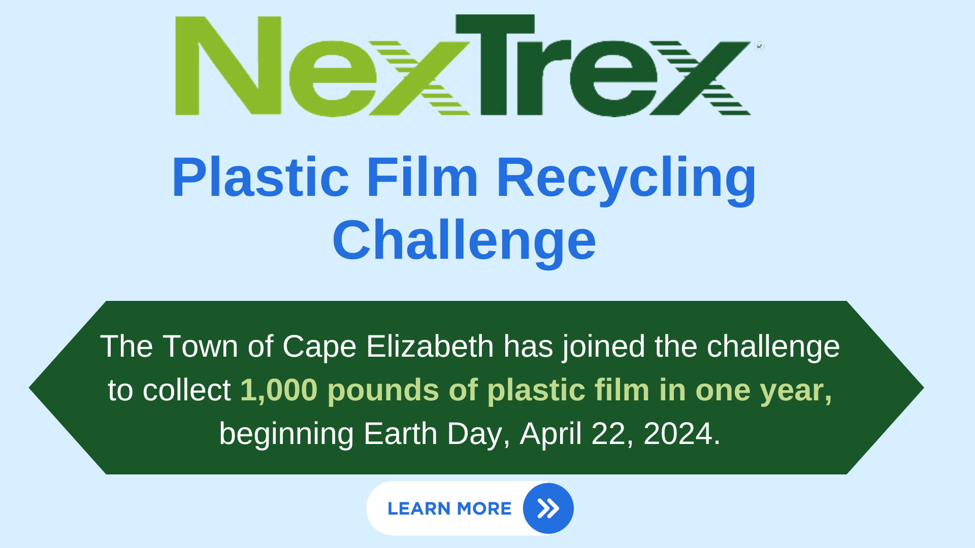 Information directing viewers to a page to learn about plastic film recycling in Cape Elizabeth