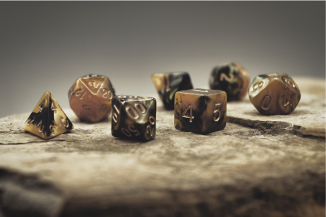 dungeons and dragons dice on a board