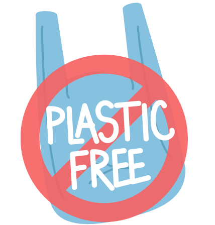a picture of a plastic bag with the words "plastic free" over it